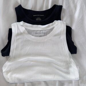 American Eagle Outfitters Black and White Ribbed Tank Tops